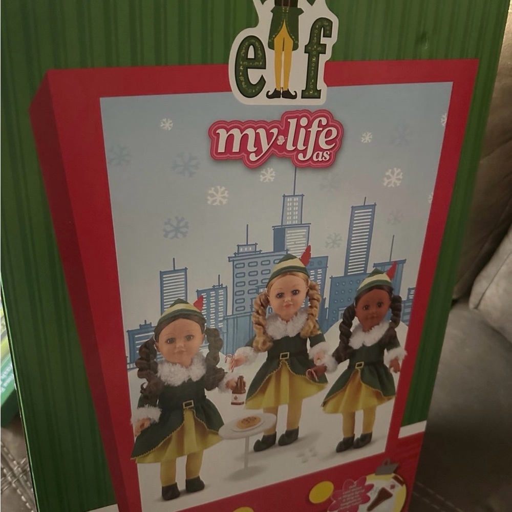 Holiday Elf Girl Doll in Green & Yellow Outfit - Picture 6 of 6